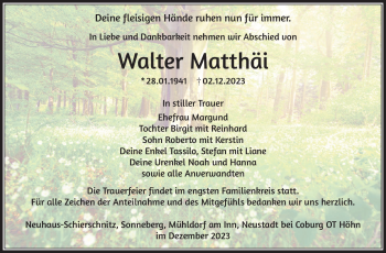 Traueranzeige von Walter Matthäi von Südthüringer Presse