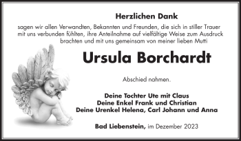Traueranzeige von Ursula Borchardt von Südthüringer Presse