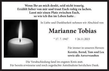 Traueranzeige von Marianne Tobias von Frankenpost