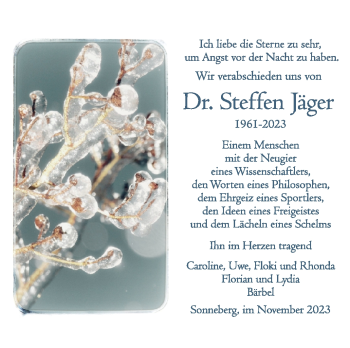 Traueranzeige von Steffen Jäger von Südthüringer Presse