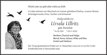 Traueranzeige von Ursula Ullritz von Frankenpost