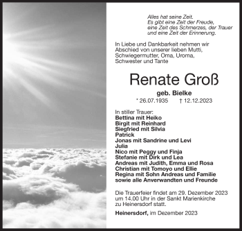 Traueranzeige von Renate Groß von Südthüringer Presse
