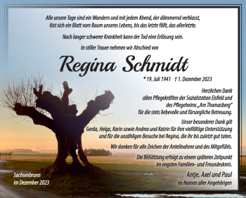 Traueranzeige von Regina Schmidt von Südthüringer Presse