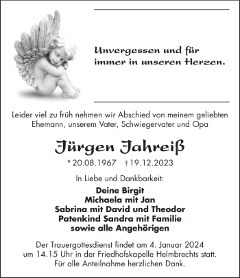 Traueranzeige von Jürgen Jahreiß von Frankenpost
