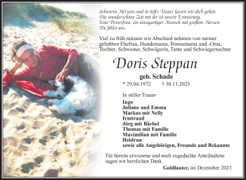 Traueranzeige von Doris Steppan von Südthüringer Presse