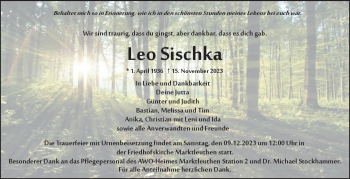 Traueranzeige von Leo Sischka von Frankenpost