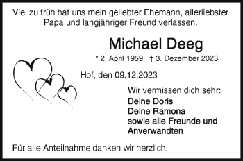 Traueranzeige von Michael Deeg von Frankenpost