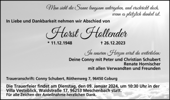 Traueranzeige von Horst Hollender von Neue Presse Coburg