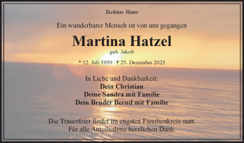 Traueranzeige von Martina Hatzel von Frankenpost