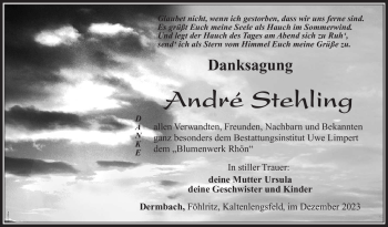 Traueranzeige von André Stehling von Südthüringer Presse