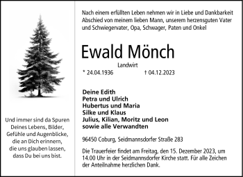 Traueranzeige von Ewald Mönch von Neue Presse Coburg