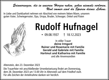 Traueranzeige von Rudolf Hufnagel von Neue Presse Coburg