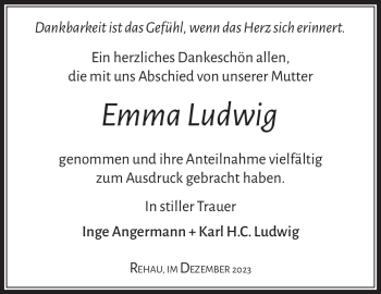 Traueranzeige von Emma Ludwig von Frankenpost