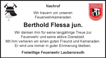 Traueranzeige von Berthold Flessa von Frankenpost