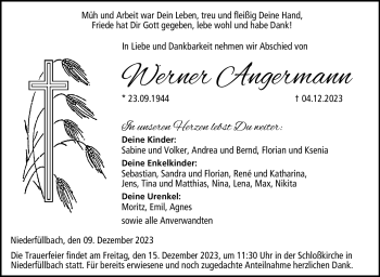 Traueranzeige von Werner Angermann von Neue Presse Coburg