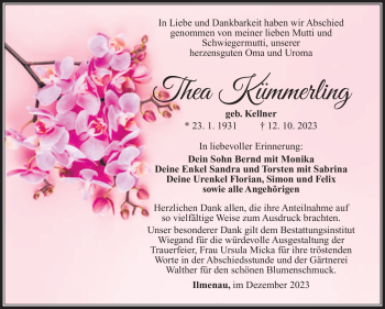 Traueranzeige von Thea Kümmerling von Südthüringer Presse