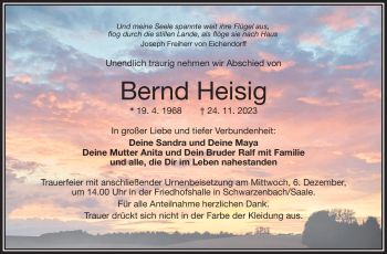 Traueranzeige von Bernd Heisig von Frankenpost