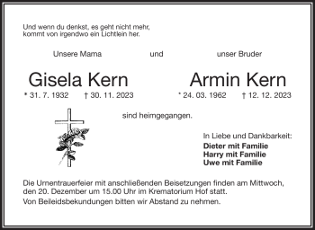 Traueranzeige von Gisela Kern von Frankenpost