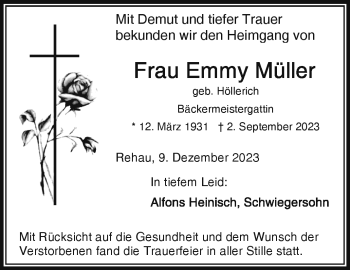 Traueranzeige von Emmy Müller von Frankenpost