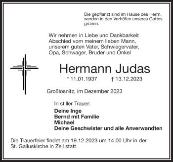 Traueranzeige von Hermann Judas von Frankenpost