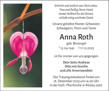 Traueranzeige von Anna Roth von Frankenpost