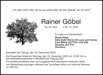 Traueranzeige von Rainer Göbel von Neue Presse Coburg