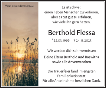 Traueranzeige von Berthold Flessa von Frankenpost