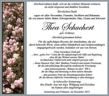 Traueranzeige von Thea Schuchert von Südthüringer Presse