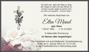 Traueranzeige von Ellen Meinel von Frankenpost