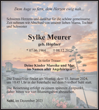Traueranzeige von Sylke Meurer von Südthüringer Presse