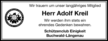 Traueranzeige von Adolf Kreil von Frankenpost