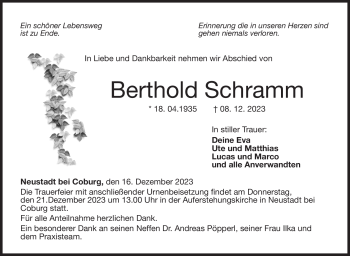 Traueranzeige von Berthold Schramm von Neue Presse Coburg