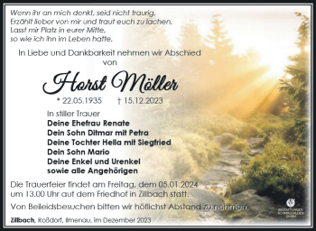 Traueranzeige von Horst Möller von Südthüringer Presse