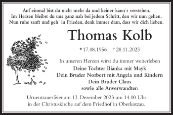 Traueranzeige von Thomas Kolb von Frankenpost