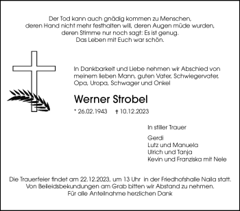 Traueranzeige von Werner Strobel von Frankenpost