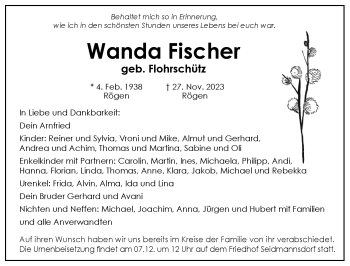 Traueranzeige von Wanda Fischer von Neue Presse Coburg