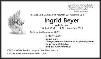 Traueranzeige von Ingrid Beyer von Frankenpost