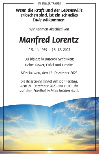Traueranzeige von Manfred Lorentz von Neue Presse Coburg