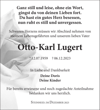 Traueranzeige von Otto-Karl Lugert von Südthüringer Presse