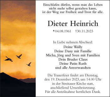 Traueranzeige von Dieter Heinrich von Frankenpost