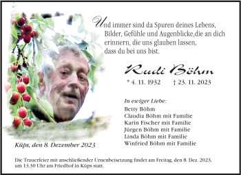 Traueranzeige von Rudi Böhm von Neue Presse Coburg