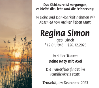 Traueranzeige von Regina Simon von Südthüringer Presse