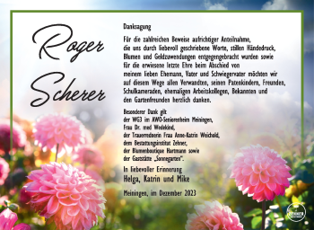Traueranzeige von Roger Scherer von Südthüringer Presse