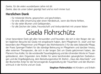 Traueranzeige von Gisela Flohrschütz von Neue Presse Coburg