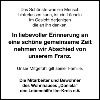Traueranzeige von Franz-Karl Otto von Südthüringer Presse