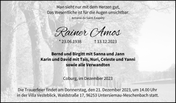 Traueranzeige von Rainer Amos von Neue Presse Coburg