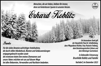 Traueranzeige von Erhard Koblitz von Südthüringer Presse