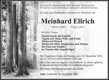 Traueranzeige von Meinhard Ellrich von Südthüringer Presse