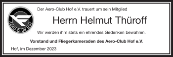 Traueranzeige von Helmut Thüroff von Frankenpost