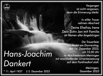 Traueranzeige von Hans-Joachim Dankert von Südthüringer Presse